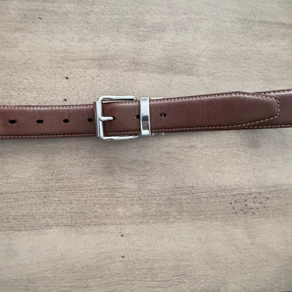 Mens Reversible Belt Black Brown Silver Swivel Buckle Size Large 36-42 Casual